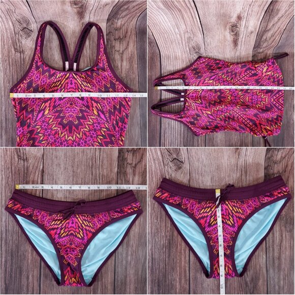 Athleta Cayo Coco Ready To Run Tribal Print 2 Pcs Bikini Set Sz Top XS Bottom S - Picture 8 of 10